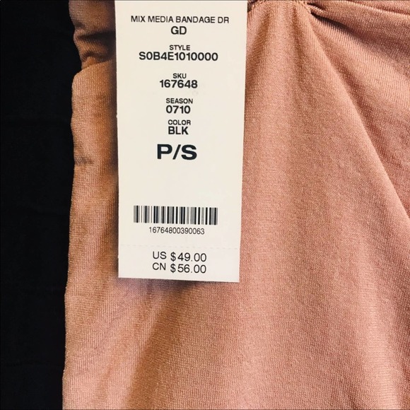 Bebe Mix Media Bandage Bodycon Dress Black Size PS - Picture 4 of 9